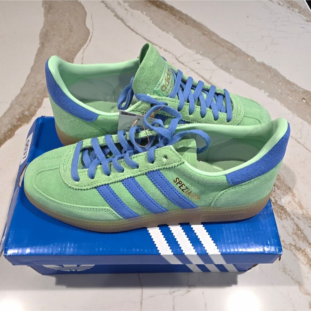 adidas Handball Spezial Women's Low Top Lace-Up Suede Sneakers Green/Blue